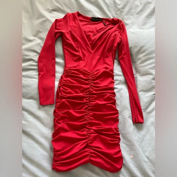 knee length dresses for ladies Lucy Red Long Sleeve Mini Dress - US 8 main image 0